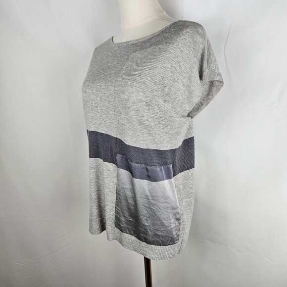 Lafayette 148 New York Colorblock Grey Knit Top Textured Small Sleeveless Luxury - Picture 5 of 10